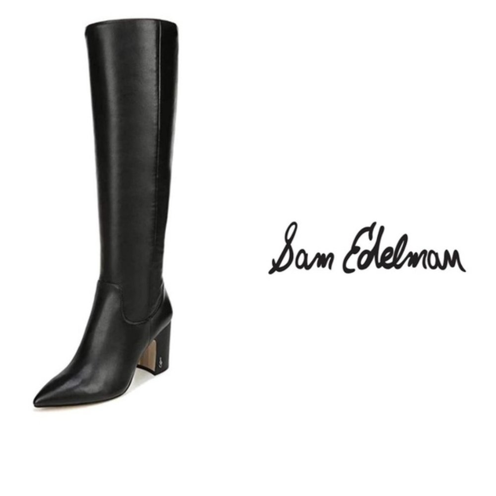 NWOT Sam Edelman Women Hai Black smooth Tall Knee High zipper Boots Shoes